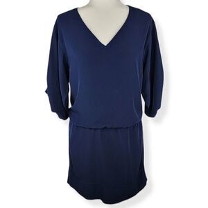 Laundry Navy Blue V-neck 3/4 sleeves Dress Size 2